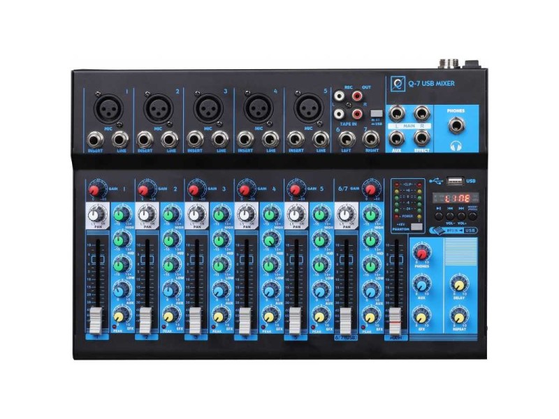 Oqan Q7 MK2 USB Mixer 7 canali con USB/Bluetooth MP3 player